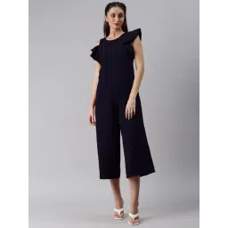 SHOWOFFFF Navy Crepe Solid Jumpsuit-picture-34