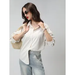 SHOWOFFFF Off White Corduroy Solid Shirt-picture-28