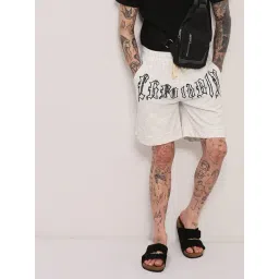 SHOWOFFFF Off White Cotton Regular Fit Printed Shorts-picture-20