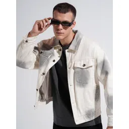 SHOWOFFFF Off White Denim Tie - Dye Regular Fit Jacket-picture-39