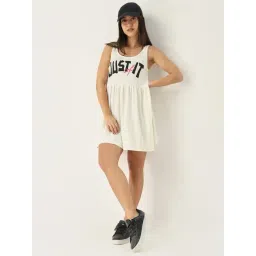 SHOWOFFFF Off White Graphic Print A Line Dress-picture-14