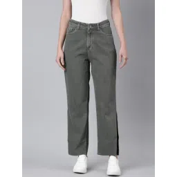 SHOWOFFFF Olive Denim Relaxed Fit Mid Rise Jeans-picture-29