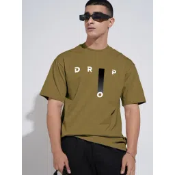 SHOWOFFFF Olive Green Cotton Relaxed Fit Printed T-Shirt-picture-38