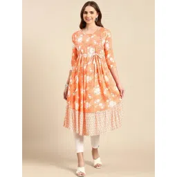 SHOWOFFFF Orange Floral Print Kurta-picture-26