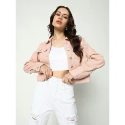 SHOWOFFFF Peach Regular Fit Denim Jacket-picture-20