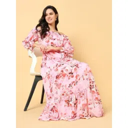 SHOWOFFFF Pink & Red Floral Print Maxi Dress-picture-20