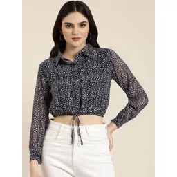 SHOWOFFFF Print Chiffon Crop Top-picture-25