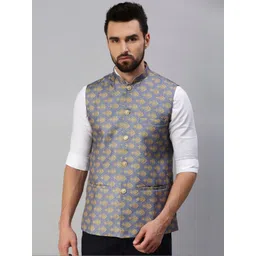 SHOWOFFFF Printed Slim-Fit Nehru Jacket-picture-38