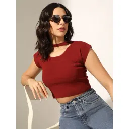SHOWOFFFF Red Acrylic Crop Top-picture-16