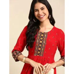 SHOWOFFFF Red Embroidered Anarkali Kurta-picture-26