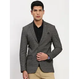 showoffff SHOW OFF Grey Cotton Slim Fit Checks Blazer-picture-35