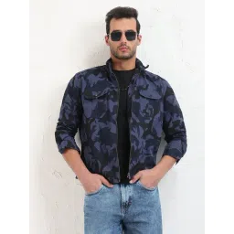showoffff SHOW OFF Navy Blue Cotton Slim Fit Printed Shacket-picture-40