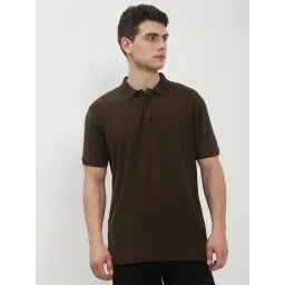 showoffff SHOW OFF Olive Cotton Slim Fit Solid Polo T-Shirt-picture-42