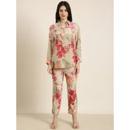 showoffff SHOWOFF Beige Floral Print Co-Ord Set-picture-30