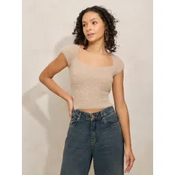 showoffff Showoff Beige Regular Fit Crop Top-picture-26