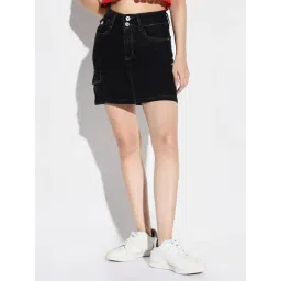 showoffff SHOWOFF Black Denim Above knee Skirt-picture-36