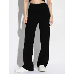 showoffff SHOWOFF Black Denim Straight Fit Mid RIse Jeans-picture-33