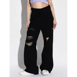 showoffff SHOWOFF Black Denim Straight Fit Mid RIse Jeans-picture-25