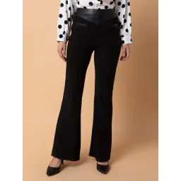 showoffff SHOWOFF Black Flared Fit Mid Rise Trousers-picture-25
