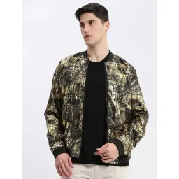 showoffff Showoff Black Slim Fit Printed Bomber Jacket-picture-20