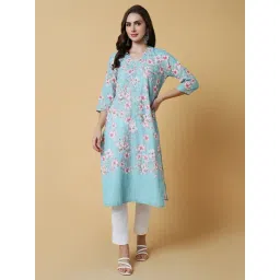 showoffff SHOWOFF Blue & Pink Floral Print Kurta-picture-16