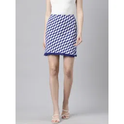 showoffff SHOWOFF Blue & White Checks Skirt-picture-31