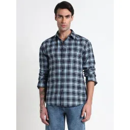 showoffff Showoff Blue Cotton Slim Fit Chequered Shirt-picture-10