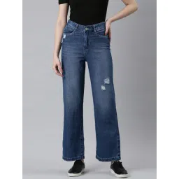 showoffff SHOWOFF Blue Denim Distressed Mid Rise Jeans-picture-22