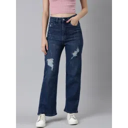 showoffff SHOWOFF Blue Denim Distressed Mid Rise Jeans-picture-27