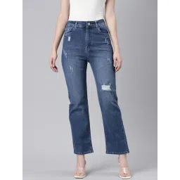 showoffff SHOWOFF Blue Denim Distressed Mid Rise Jeans-picture-18