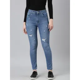 showoffff SHOWOFF Blue Denim Distressed Mid Rise Jeans-picture-28