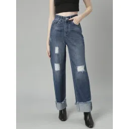 showoffff SHOWOFF Blue Denim Straight Fit Mid Rise Jeans-picture-31
