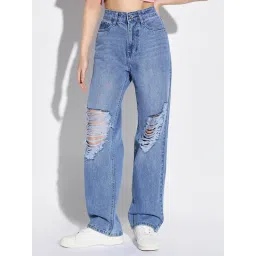 showoffff SHOWOFF Blue Denim Straight Fit Mid RIse Jeans-picture-28