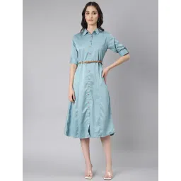 showoffff SHOWOFF Blue Regular Fit Shirt Dress-picture-33