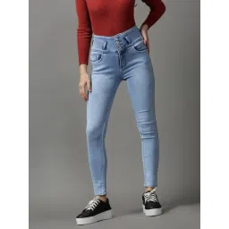 showoffff SHOWOFF Blue Solid High Rise Jeans-picture-32
