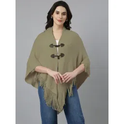 showoffff SHOWOFF Brown Acrylic Self Poncho-picture-12