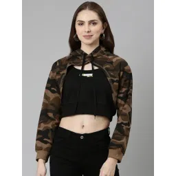 showoffff SHOWOFF Brown & Black Cotton Camouflage Front-Open Sweatshirt-picture-10
