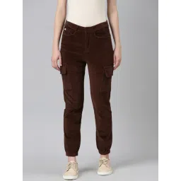 showoffff SHOWOFF Brown Cotton Slim Fit Mid Rise Joggers-picture-43