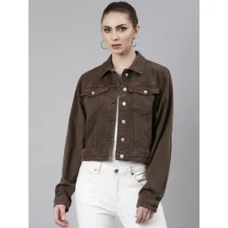 showoffff SHOWOFF Brown Regular Fit Denim Jacket-picture-13