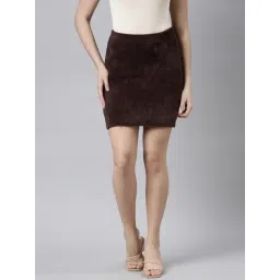 showoffff SHOWOFF Brown Self Design Skirt-picture-15