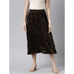 showoffff SHOWOFF Brown Velvet Midi Skirt-picture-13
