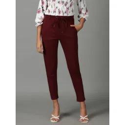 showoffff SHOWOFF Burgundy Regular Fit Mid Rise Trousers-picture-29