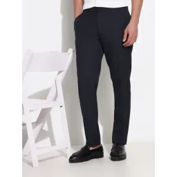 showoffff SHOWOFF Charcoal Slim Fit Solid Formal Trousers-picture-15