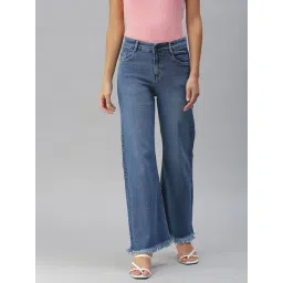 showoffff SHOWOFF Clean Look Blue Wide Leg Denim Jeans-picture-18