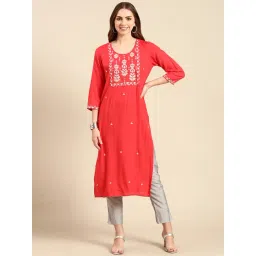 showoffff SHOWOFF Coral Cotton Embellished Kurta-picture-13