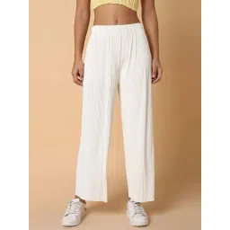showoffff SHOWOFF Cream Pleated Flared Pants-picture-43