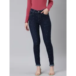 showoffff SHOWOFF Dark Blue Denim Embellished Mid Rise Jeans-picture-15