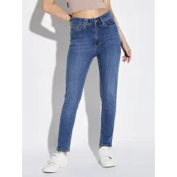 showoffff SHOWOFF Dark Blue Denim Slim Fit Mid Rise Jeans-picture-33