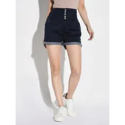 showoffff SHOWOFF Dark Blue Denim Slim Fit Shorts-picture-20