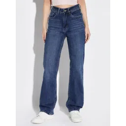 showoffff SHOWOFF Dark Blue Denim Straight Fit Mid RIse Jeans-picture-18